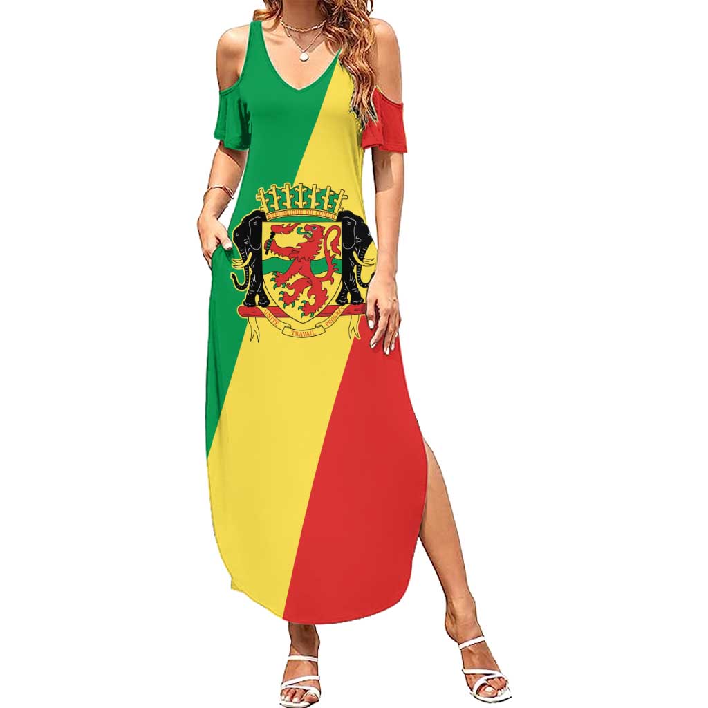 Republic of The Congo Personalized Family Matching Summer Maxi Dress and Hawaiian Shirt Simple Flag Style - Wonder Print Shop