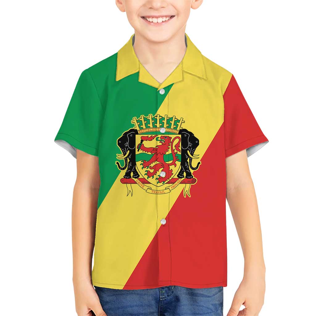 Republic of The Congo Personalized Family Matching Summer Maxi Dress and Hawaiian Shirt Simple Flag Style - Wonder Print Shop