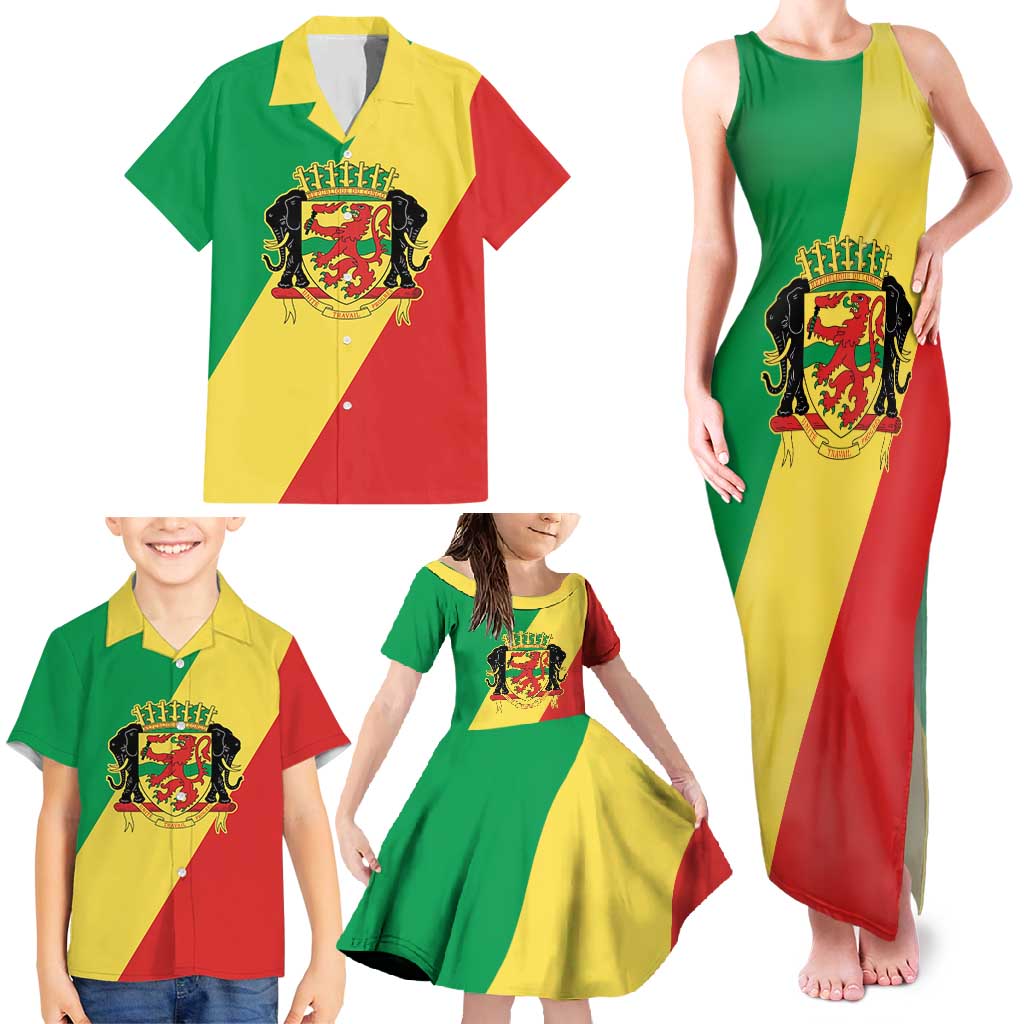 Republic of The Congo Personalized Family Matching Tank Maxi Dress and Hawaiian Shirt Simple Flag Style - Wonder Print Shop