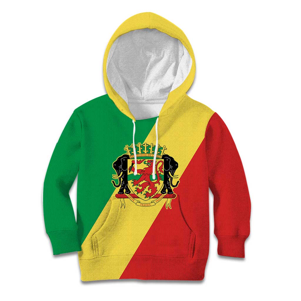 Republic of The Congo Personalized Kid Hoodie Simple Flag Style - Wonder Print Shop