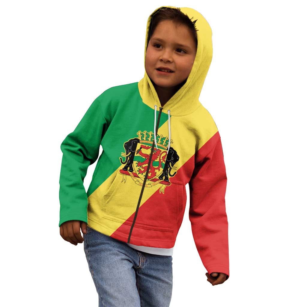 Republic of The Congo Personalized Kid Hoodie Simple Flag Style - Wonder Print Shop