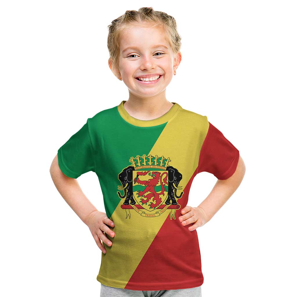 Republic of The Congo Personalized Kid T Shirt Simple Flag Style - Wonder Print Shop