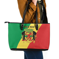 Republic of The Congo Personalized Leather Tote Bag Simple Flag Style - Wonder Print Shop