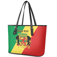 Republic of The Congo Personalized Leather Tote Bag Simple Flag Style - Wonder Print Shop