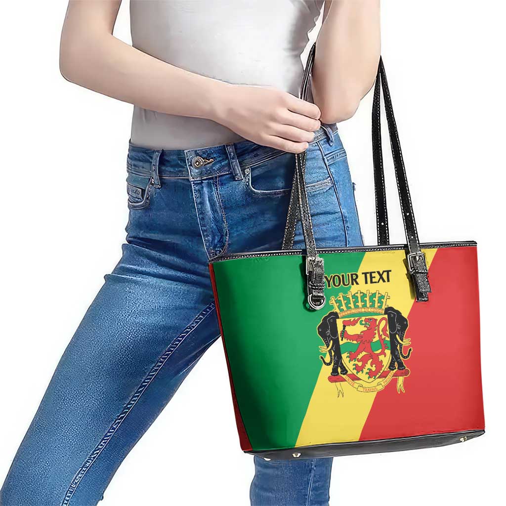 Republic of The Congo Personalized Leather Tote Bag Simple Flag Style - Wonder Print Shop