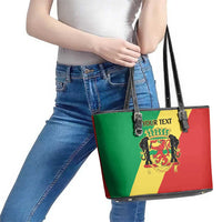 Republic of The Congo Personalized Leather Tote Bag Simple Flag Style - Wonder Print Shop