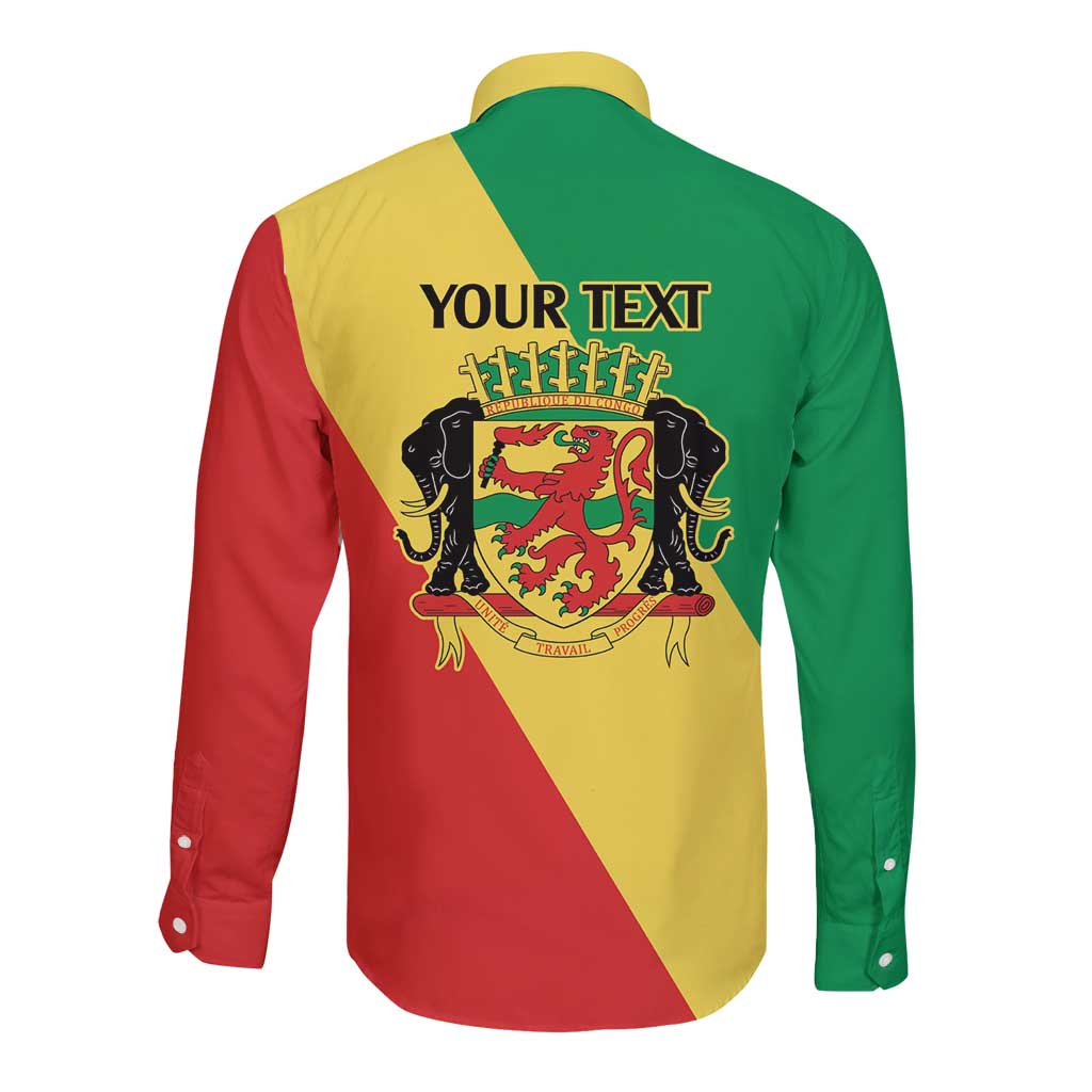 Republic of The Congo Personalized Long Sleeve Button Shirt Simple Flag Style - Wonder Print Shop
