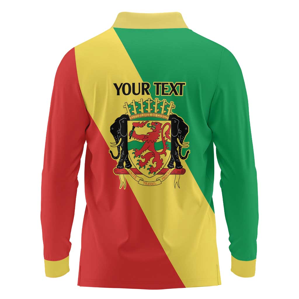 Republic of The Congo Personalized Long Sleeve Polo Shirt Simple Flag Style - Wonder Print Shop