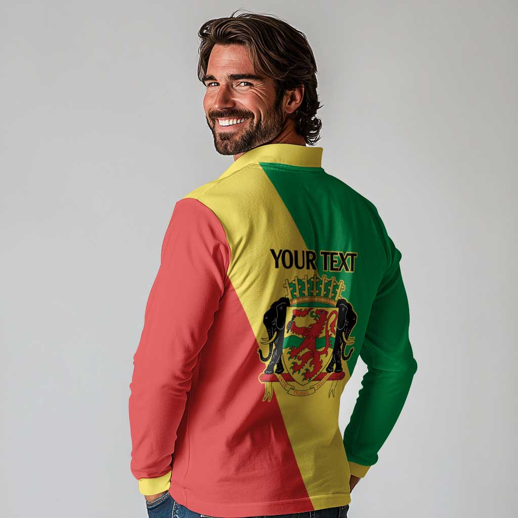 Republic of The Congo Personalized Long Sleeve Polo Shirt Simple Flag Style - Wonder Print Shop