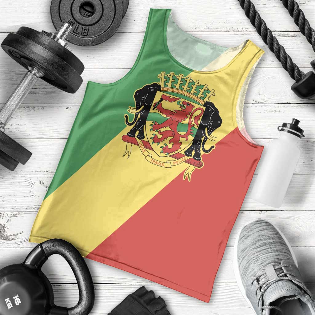 Republic of The Congo Personalized Men Tank Top Simple Flag Style - Wonder Print Shop