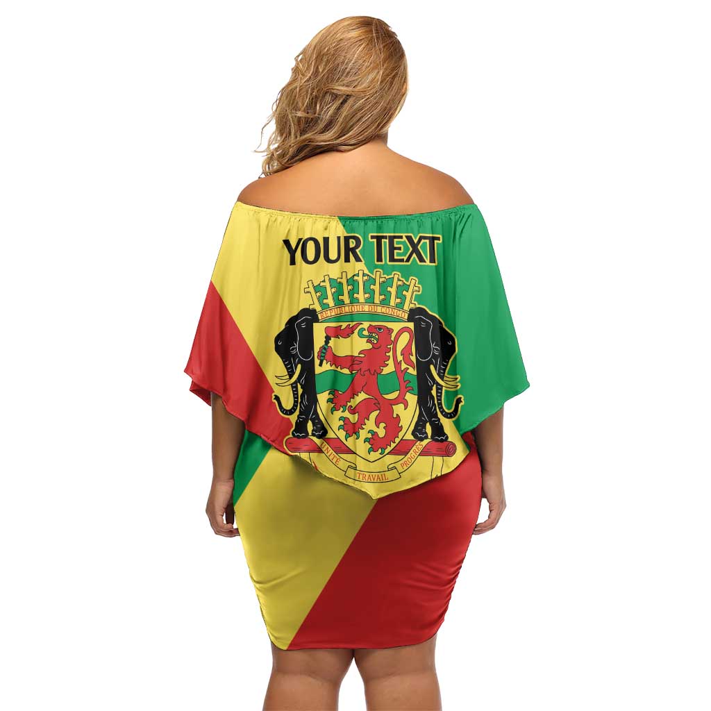 Republic of The Congo Personalized Off Shoulder Short Dress Simple Flag Style - Wonder Print Shop
