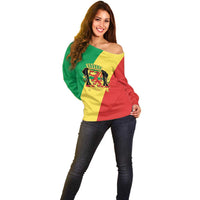 Republic of The Congo Personalized Off Shoulder Sweater Simple Flag Style - Wonder Print Shop