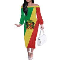 Republic of The Congo Personalized Off The Shoulder Long Sleeve Dress Simple Flag Style - Wonder Print Shop
