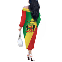 Republic of The Congo Personalized Off The Shoulder Long Sleeve Dress Simple Flag Style - Wonder Print Shop