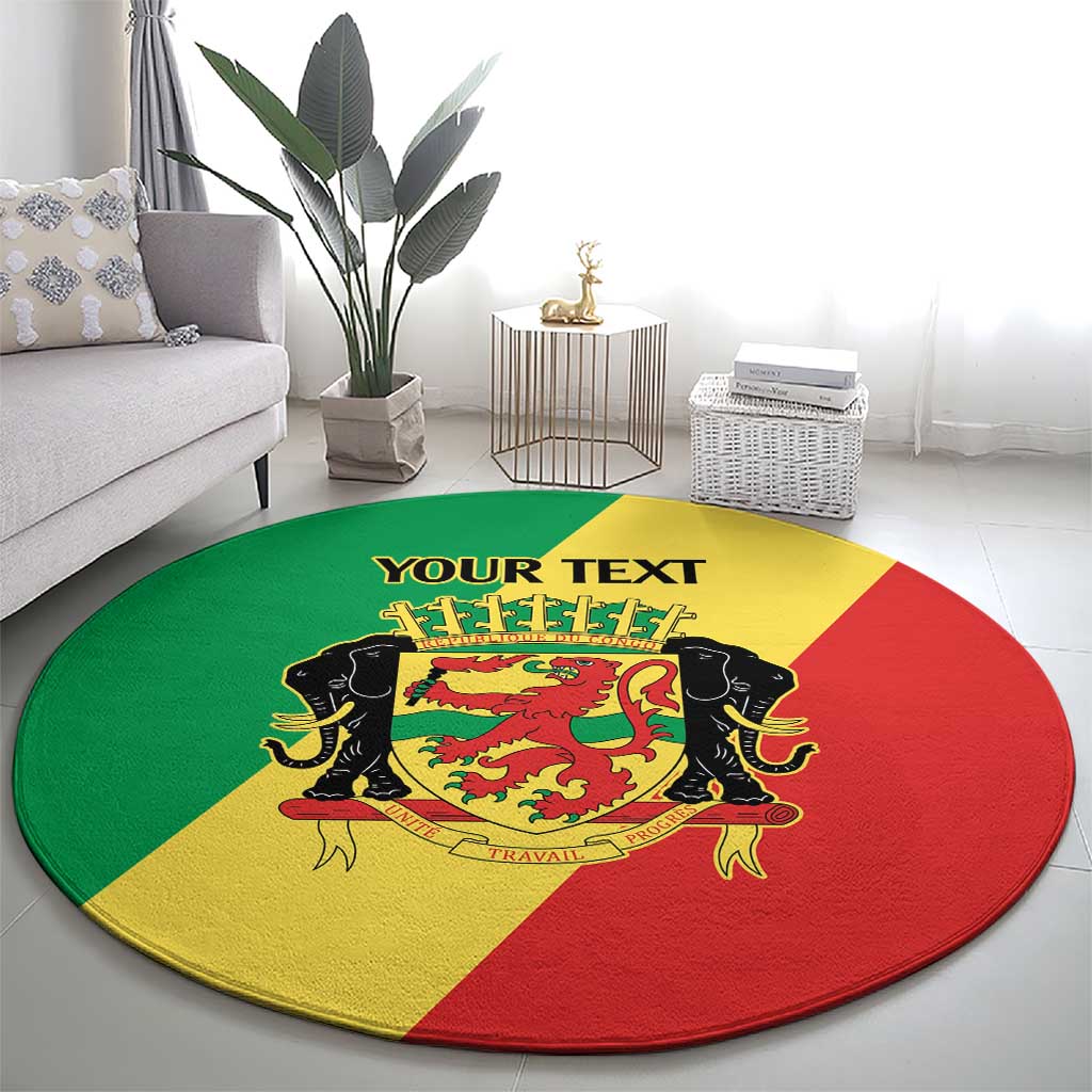 Republic of The Congo Personalized Round Carpet Simple Flag Style - Wonder Print Shop