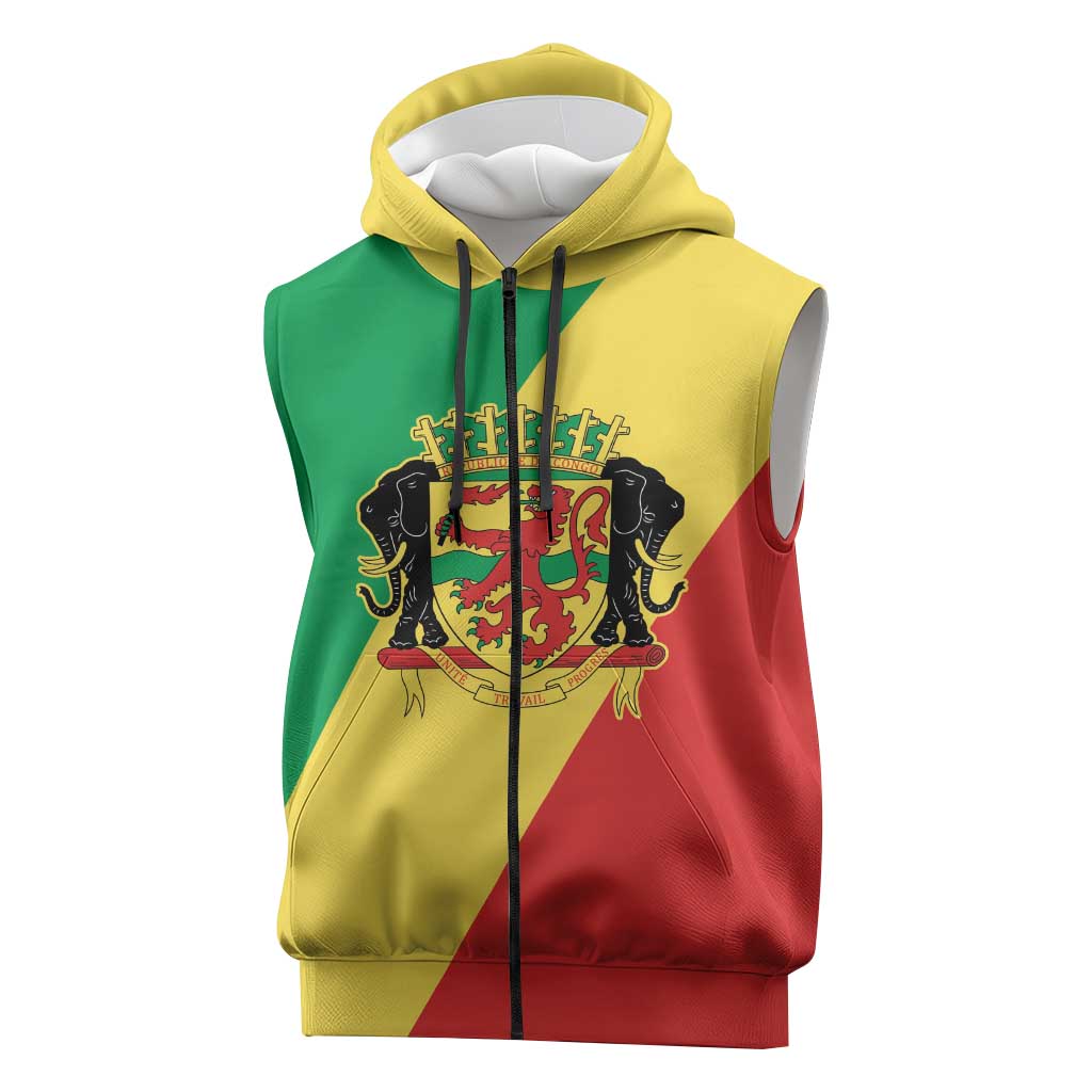 Republic of The Congo Personalized Sleeveless Zip Hoodie Simple Flag Style