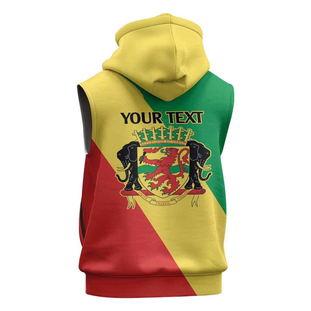 Republic of The Congo Personalized Sleeveless Zip Hoodie Simple Flag Style