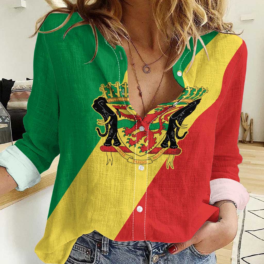 Republic of The Congo Personalized Women Casual Shirt Simple Flag Style - Wonder Print Shop