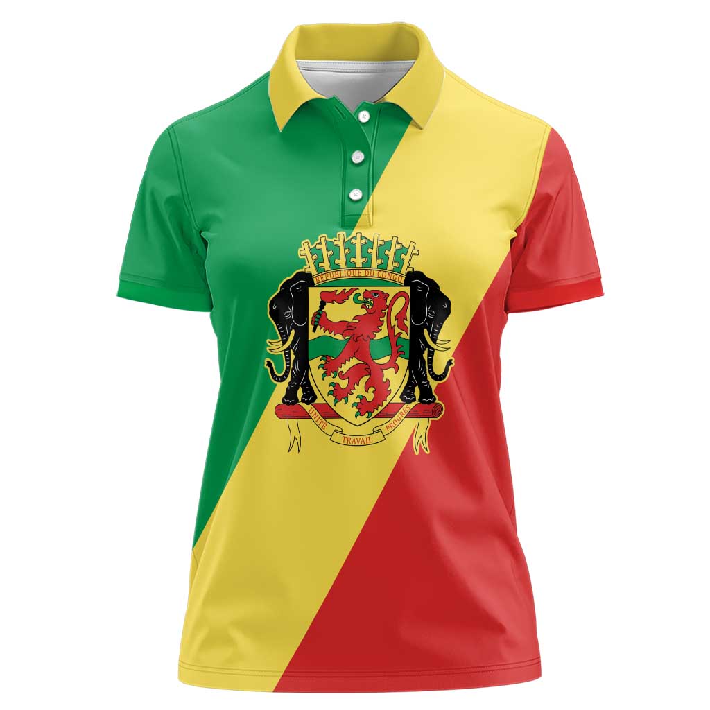 Republic of The Congo Personalized Women Polo Shirt Simple Flag Style - Wonder Print Shop