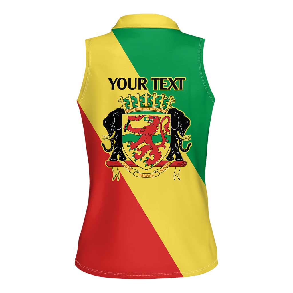 Republic of The Congo Personalized Women Sleeveless Polo Shirt Simple Flag Style - Wonder Print Shop