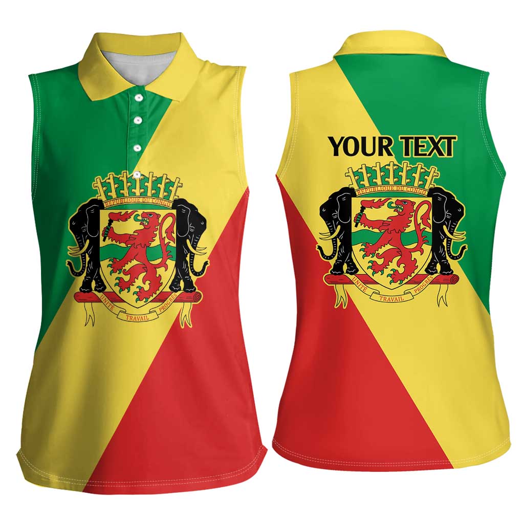 Republic of The Congo Personalized Women Sleeveless Polo Shirt Simple Flag Style - Wonder Print Shop