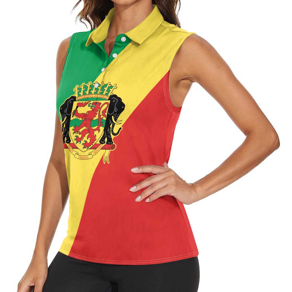 Republic of The Congo Personalized Women Sleeveless Polo Shirt Simple Flag Style - Wonder Print Shop
