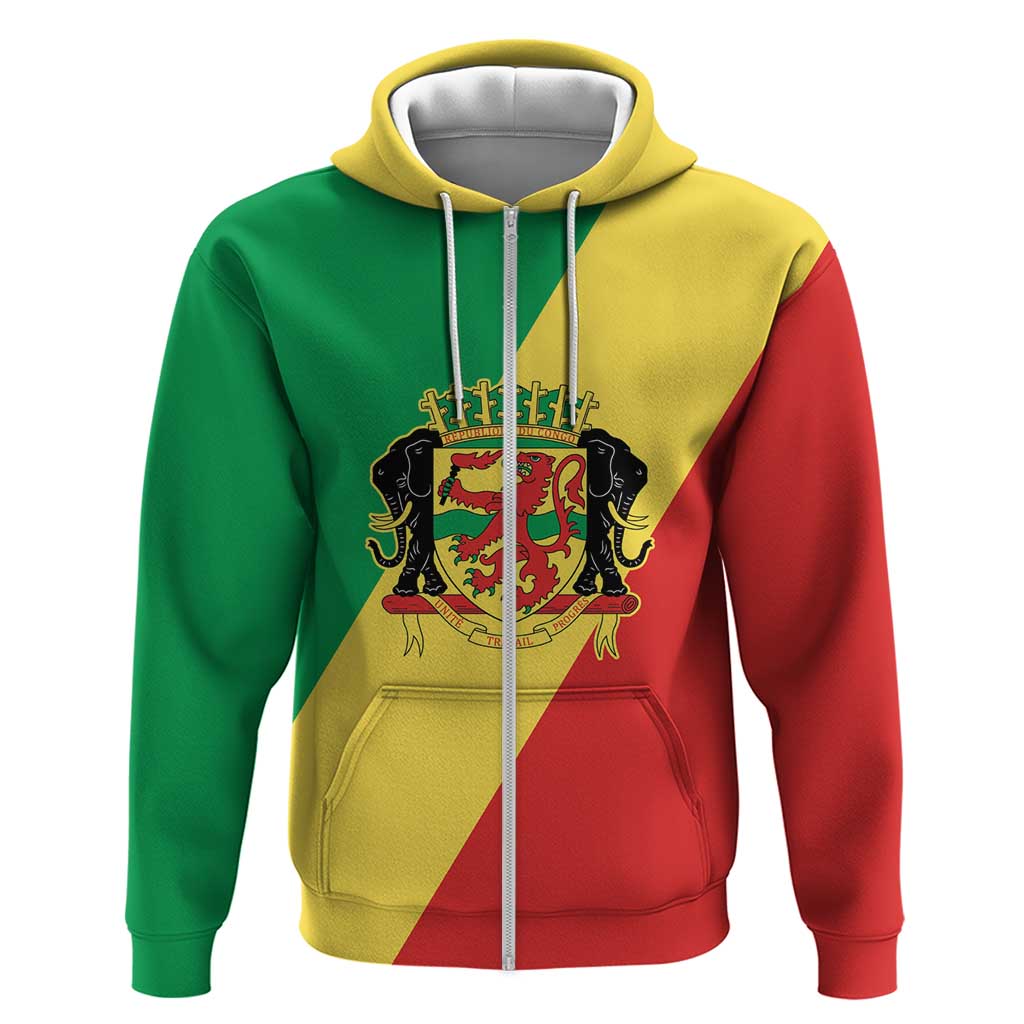 Republic of The Congo Personalized Zip Hoodie Simple Flag Style - Wonder Print Shop