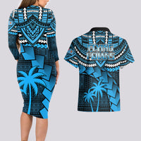 Fiji Rugby Couples Matching Long Sleeve Bodycon Dress and Hawaiian Shirt Go Fijian Tapa Arty with World Cup Vibe LT9 - Wonder Print Shop