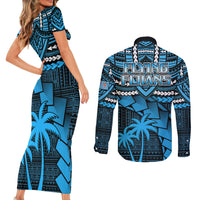 Fiji Rugby Couples Matching Short Sleeve Bodycon Dress and Long Sleeve Button Shirts Go Fijian Tapa Arty with World Cup Vibe LT9 - Wonder Print Shop