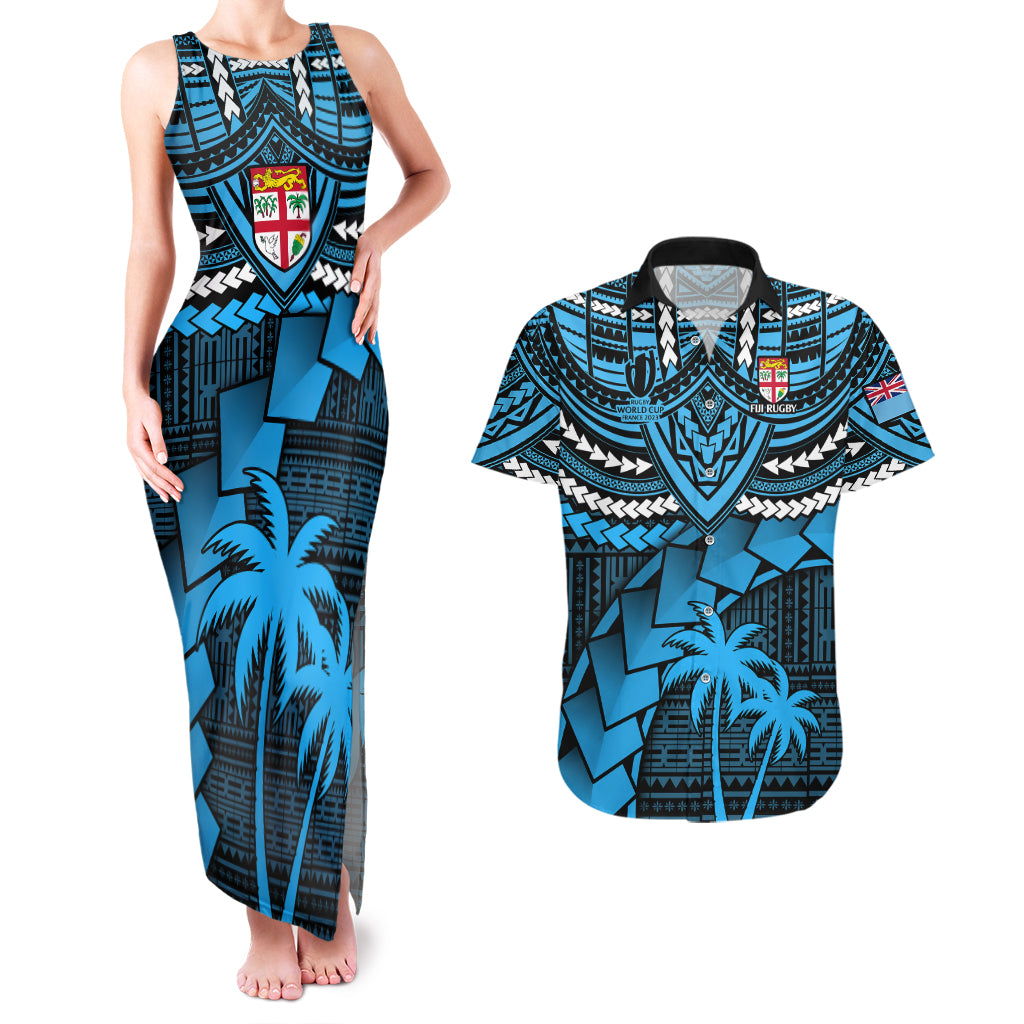 Fiji Rugby Couples Matching Tank Maxi Dress And Hawaiian Shirt Go Fijian Tapa Arty with World Cup Vibe LT9 - Wonder Print Shop