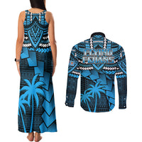 Fiji Rugby Couples Matching Tank Maxi Dress and Long Sleeve Button Shirts Go Fijian Tapa Arty with World Cup Vibe LT9 - Wonder Print Shop