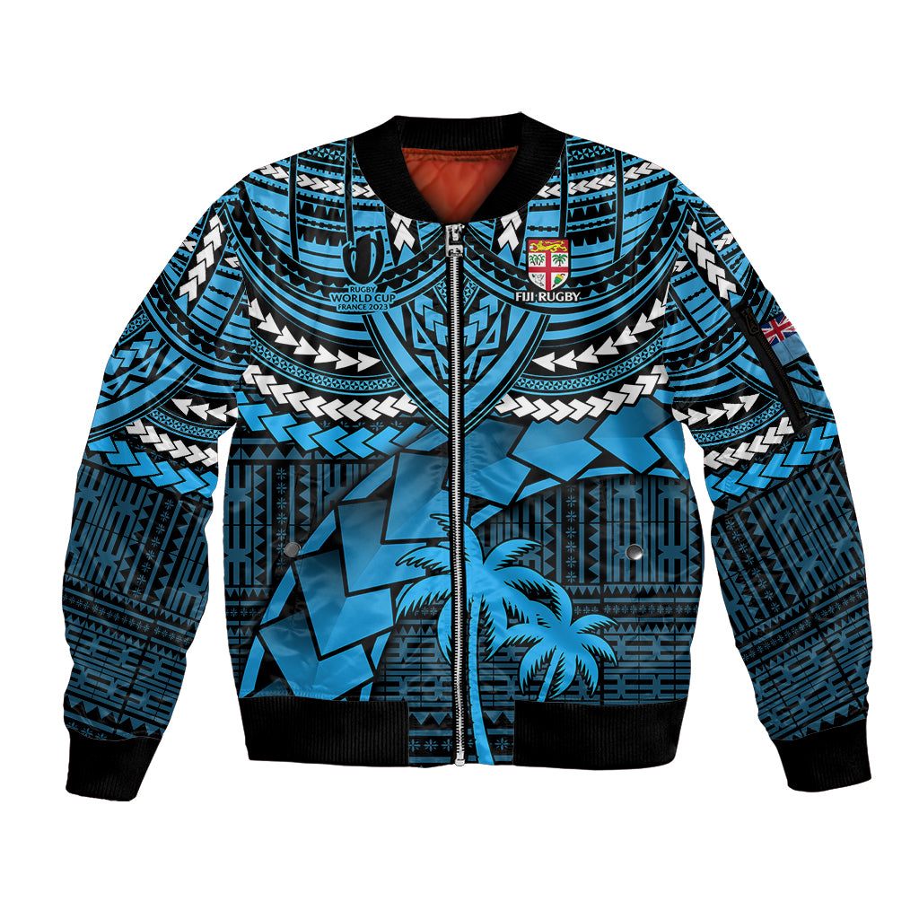 Fiji Rugby Sleeve Zip Bomber Jacket Go Fijian Tapa Arty with World Cup Vibe - Wonder Print Shop