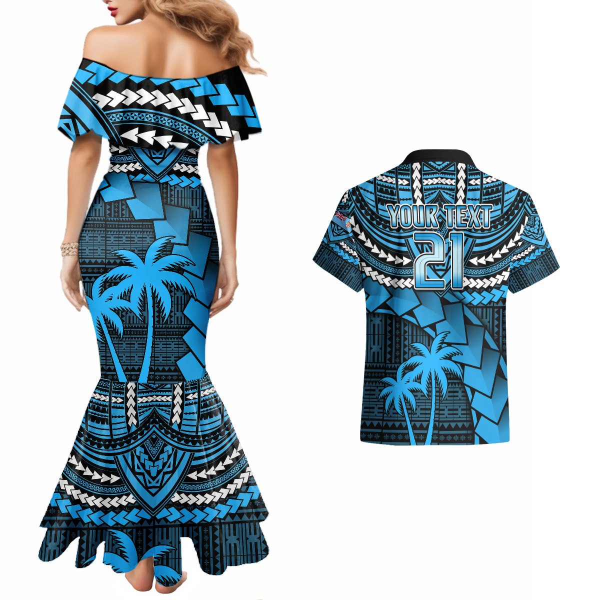 Custom Fiji Rugby Couples Matching Mermaid Dress And Hawaiian Shirt Go Fijian Tapa Arty with World Cup Vibe LT9 - Wonder Print Shop