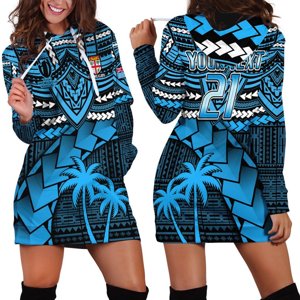 Custom Fiji Rugby Hoodie Dress Go Fijian Tapa Arty with World Cup Vibe - Wonder Print Shop
