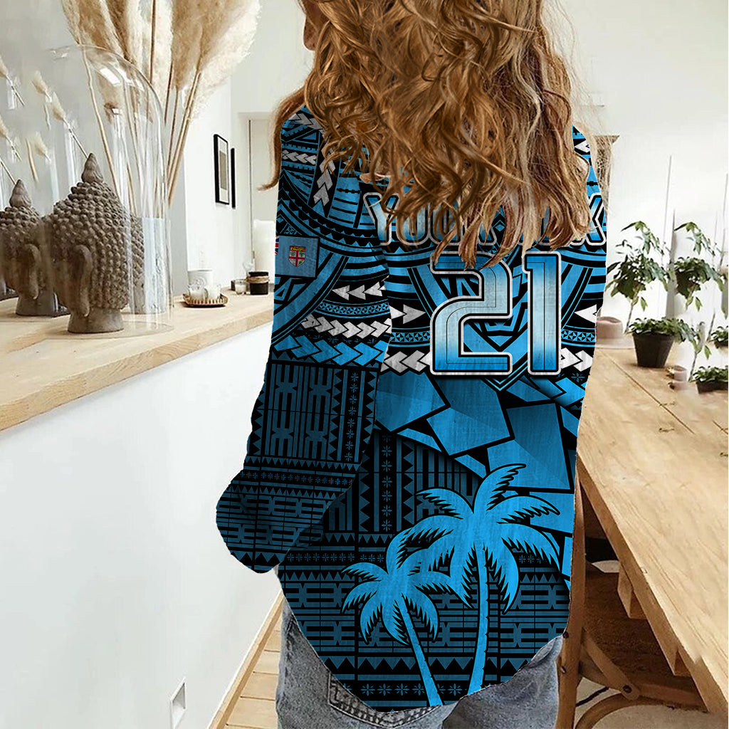 Custom Fiji Rugby Women Casual Shirt Go Fijian Tapa Arty with World Cup Vibe - Wonder Print Shop