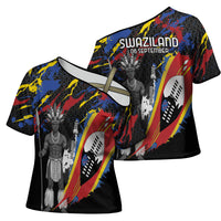 Swaziland Eswatini Somhlolo Day Cross Shoulder Shirt Independence Day