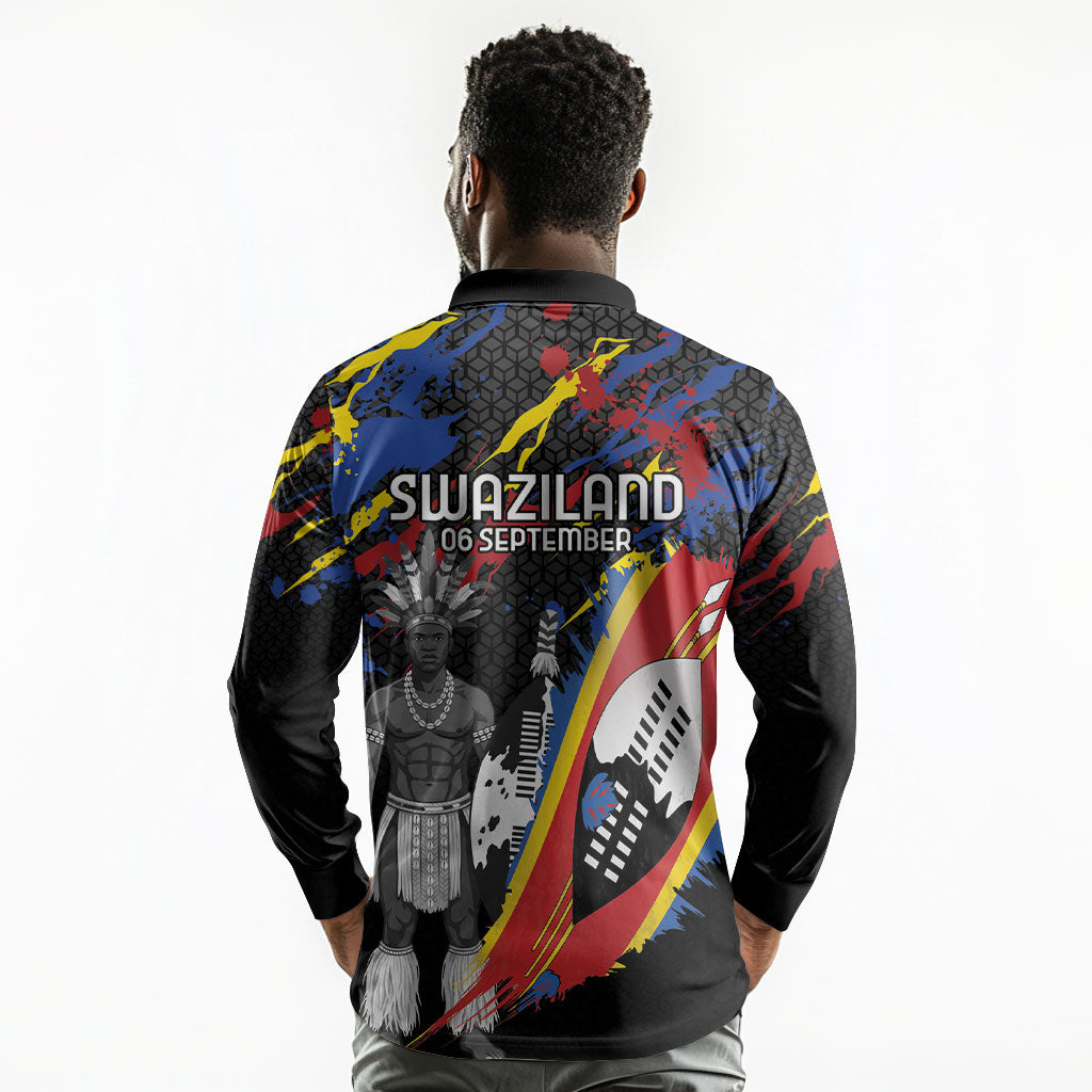 Swaziland Eswatini Somhlolo Day Long Sleeve Polo Shirt Independence Day