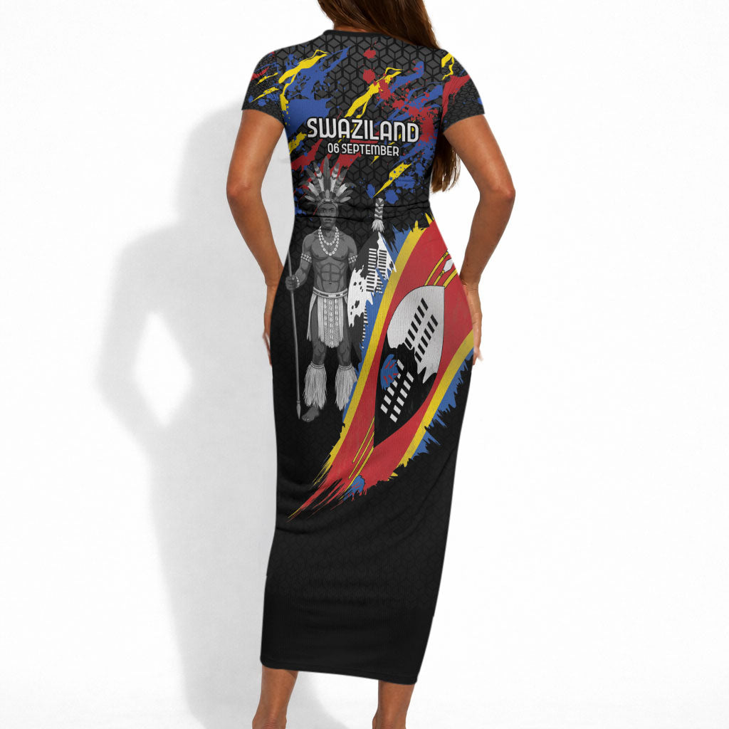 Swaziland Eswatini Somhlolo Day Short Sleeve Bodycon Dress Independence Day