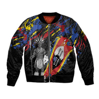 Swaziland Eswatini Somhlolo Day Sleeve Zip Bomber Jacket Independence Day