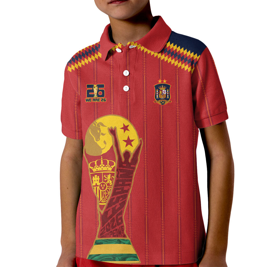 Spain Campeon del Mundo 2026 Kid Polo Shirt La Furia Roja History Has Been Made