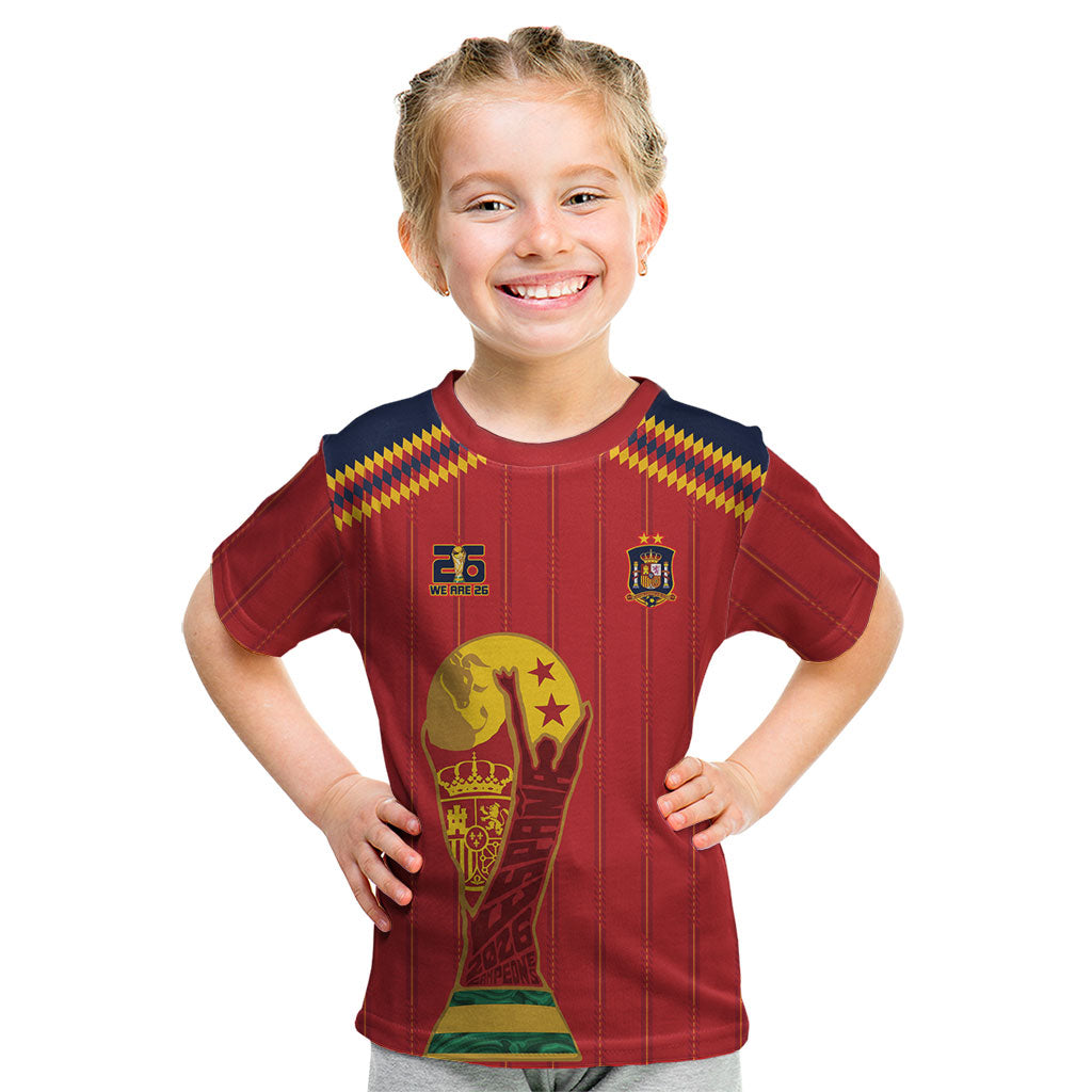 Spain Campeon del Mundo 2026 Kid T Shirt La Furia Roja History Has Been Made