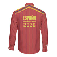 Spain Campeon del Mundo 2026 Long Sleeve Button Shirt La Furia Roja History Has Been Made