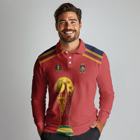 Spain Campeon del Mundo 2026 Long Sleeve Polo Shirt La Furia Roja History Has Been Made