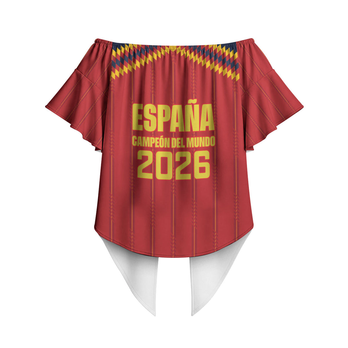 Spain Campeon del Mundo 2026 Off Shoulder Wrap Waist Top La Furia Roja History Has Been Made