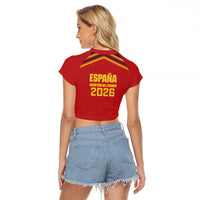 Spain Campeon del Mundo 2026 Raglan Cropped T Shirt La Furia Roja History Has Been Made