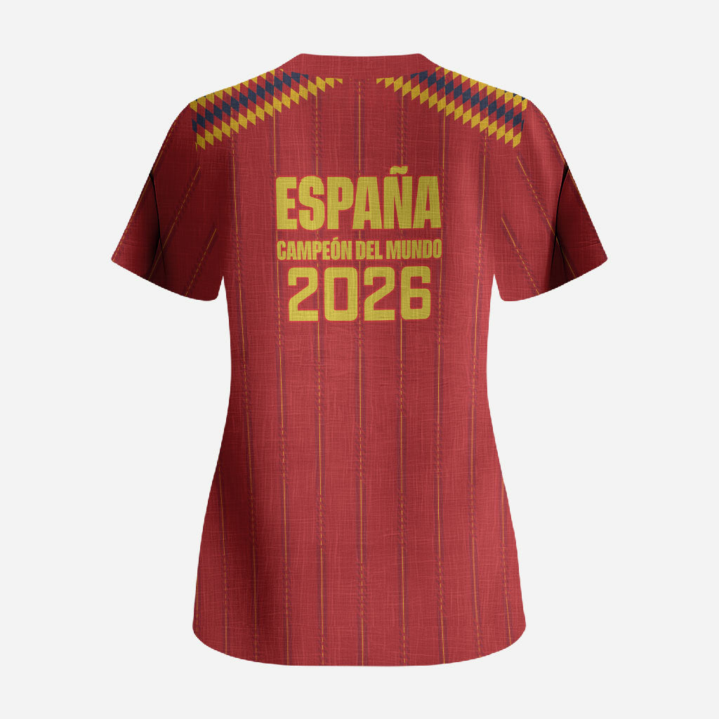 Spain Campeon del Mundo 2026 Scrub Top La Furia Roja History Has Been Made