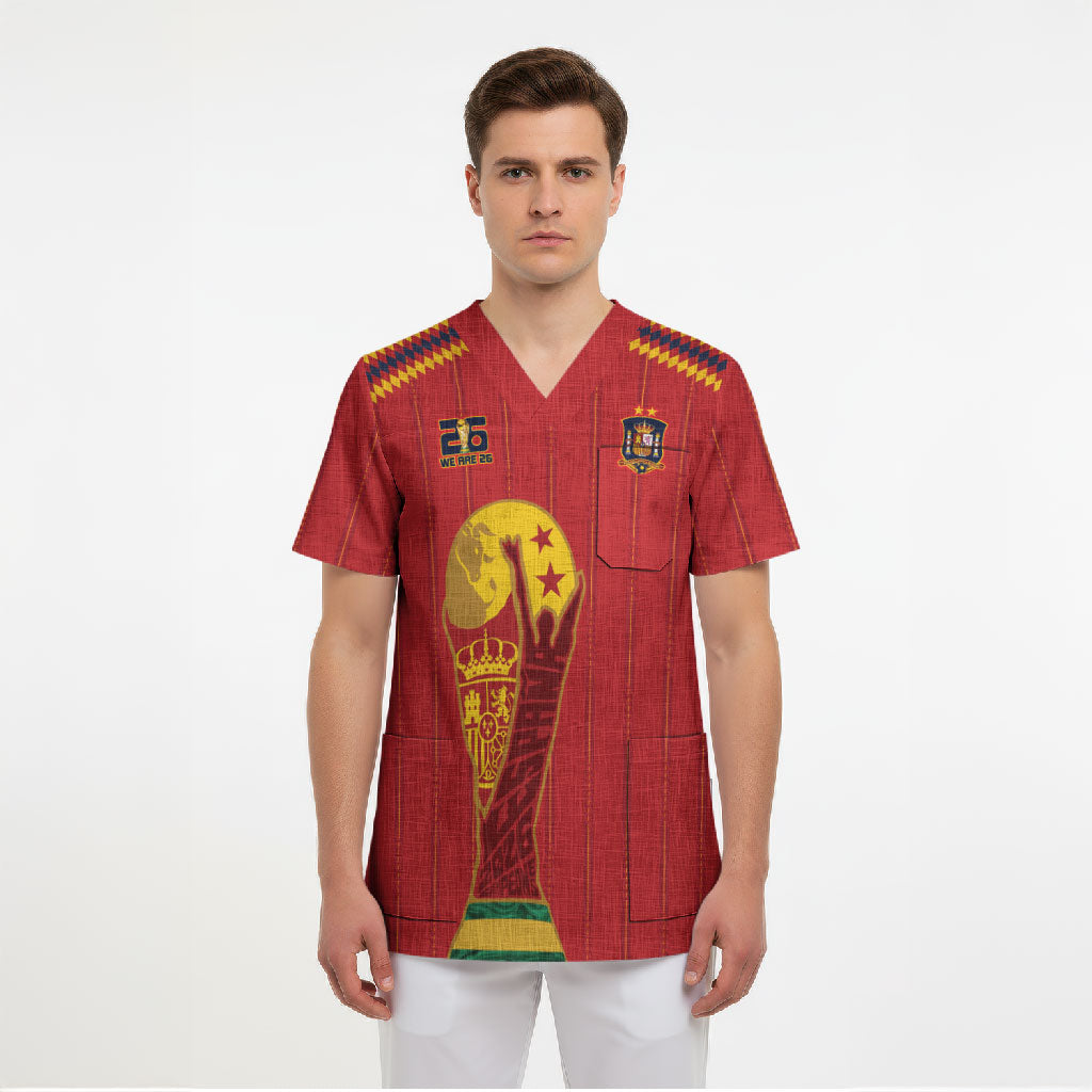 Spain Campeon del Mundo 2026 Scrub Top La Furia Roja History Has Been Made