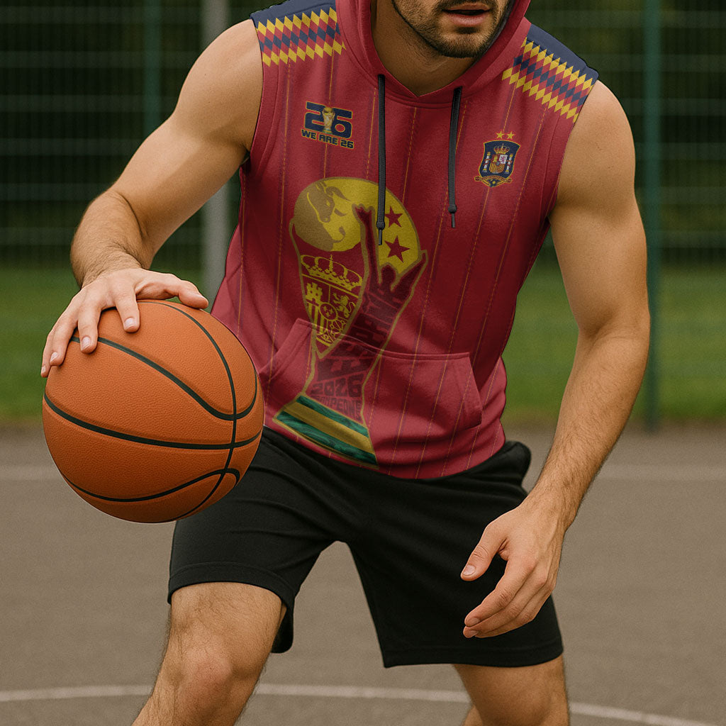 Spain Campeon del Mundo 2026 Sleeveless Hoodie La Furia Roja History Has Been Made
