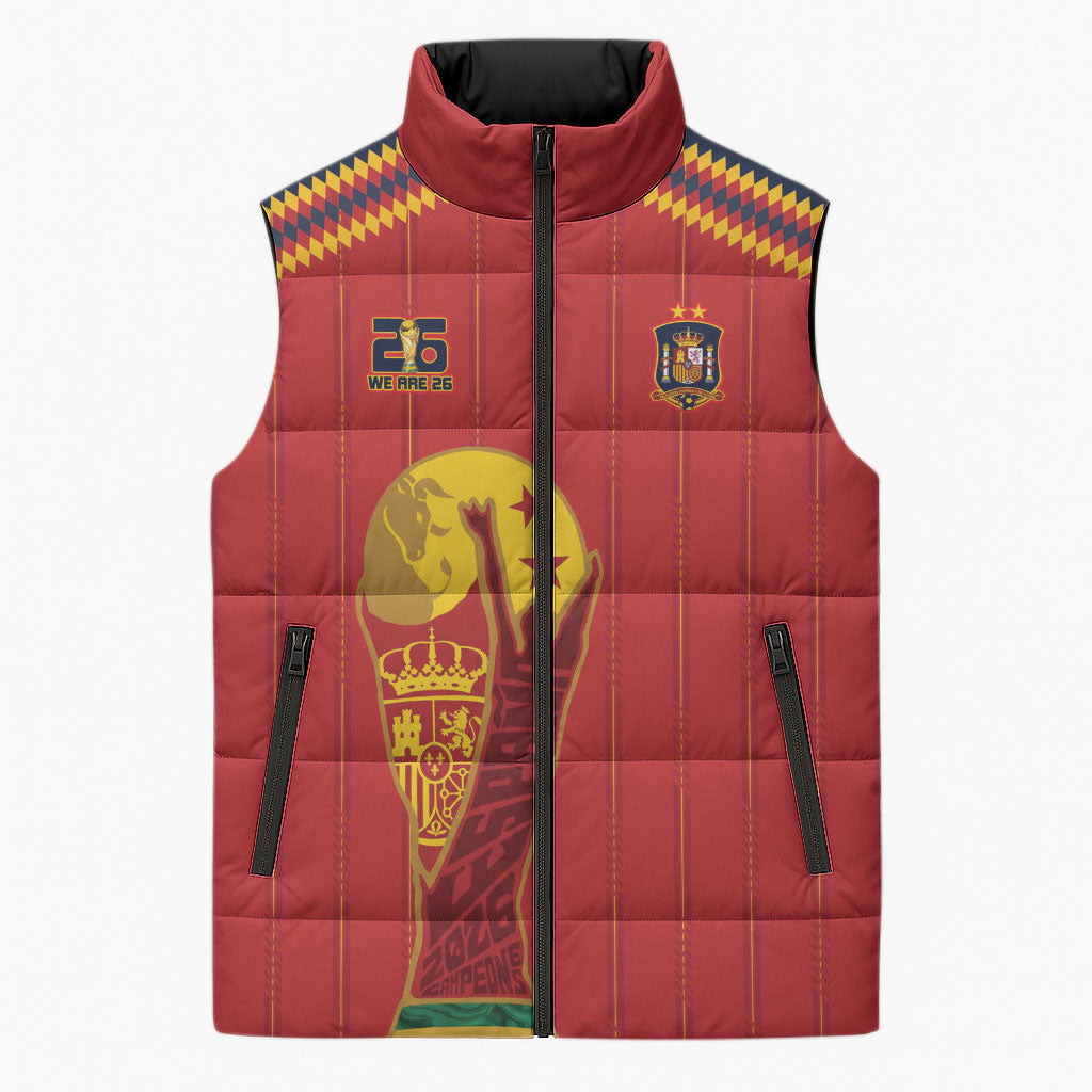 Spain Campeon del Mundo 2026 Sleeveless Puffer Jacket La Furia Roja History Has Been Made