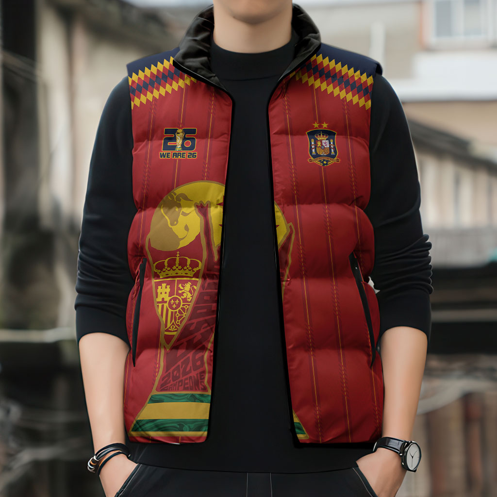Spain Campeon del Mundo 2026 Sleeveless Puffer Jacket La Furia Roja History Has Been Made